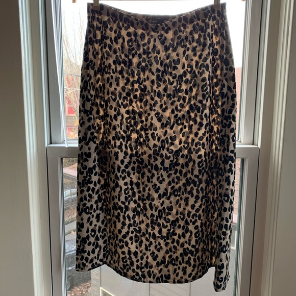 Leopard Halogen A-line Midi Skirt - Picture 1 of 5